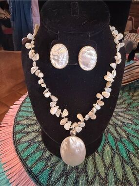 Gorgeous Mother of Pearl Necklace & Earring